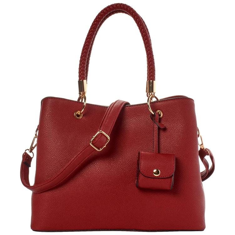 DS Fashion Braided Handle Satchel with Air Pod Case