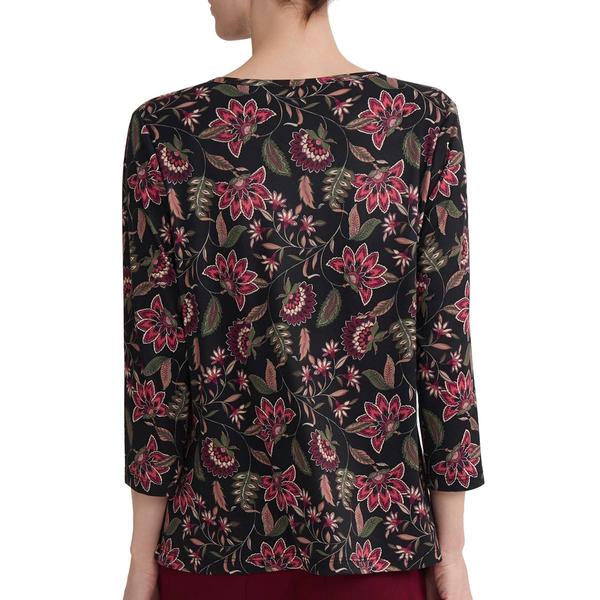 Petite Jones New York 3/4 Sleeve Bar Keyhole Floral Blouse