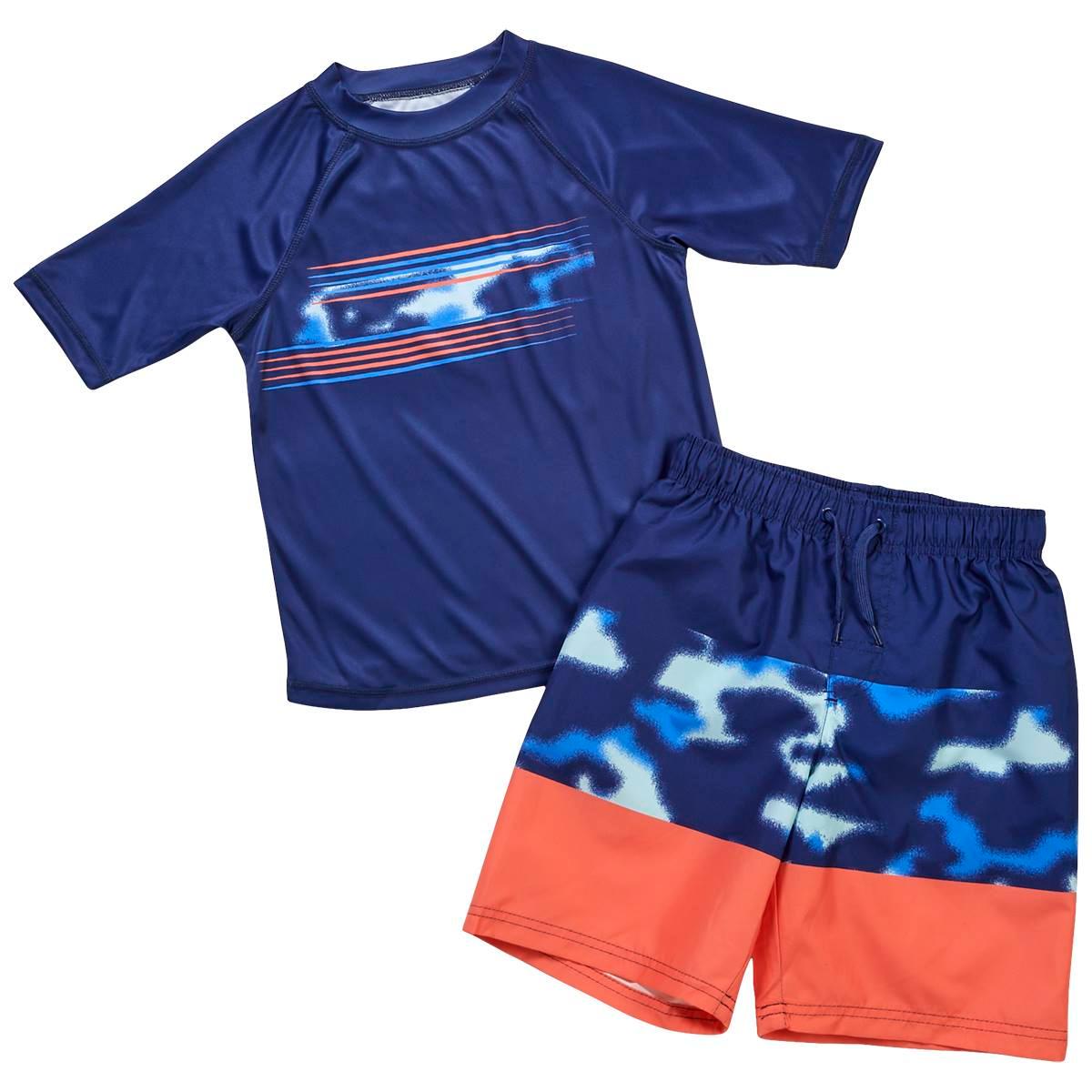 Boys (8-20) SURFZONE® 2pc. Swim Set - Blue/Orange