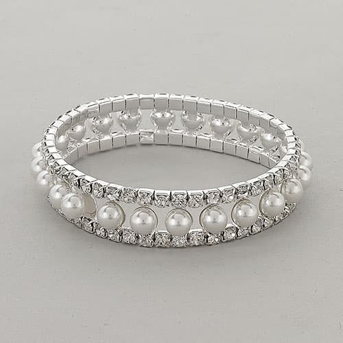 Rosa Rhinestones Pearl & Rhinestone Stretch Bracelet - image 