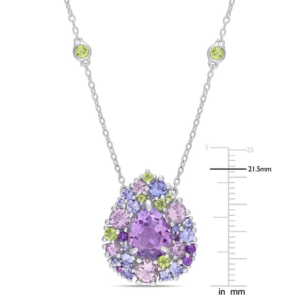 Sophia B Sterling Silver Multi-Gemstone Teardrop Pendant