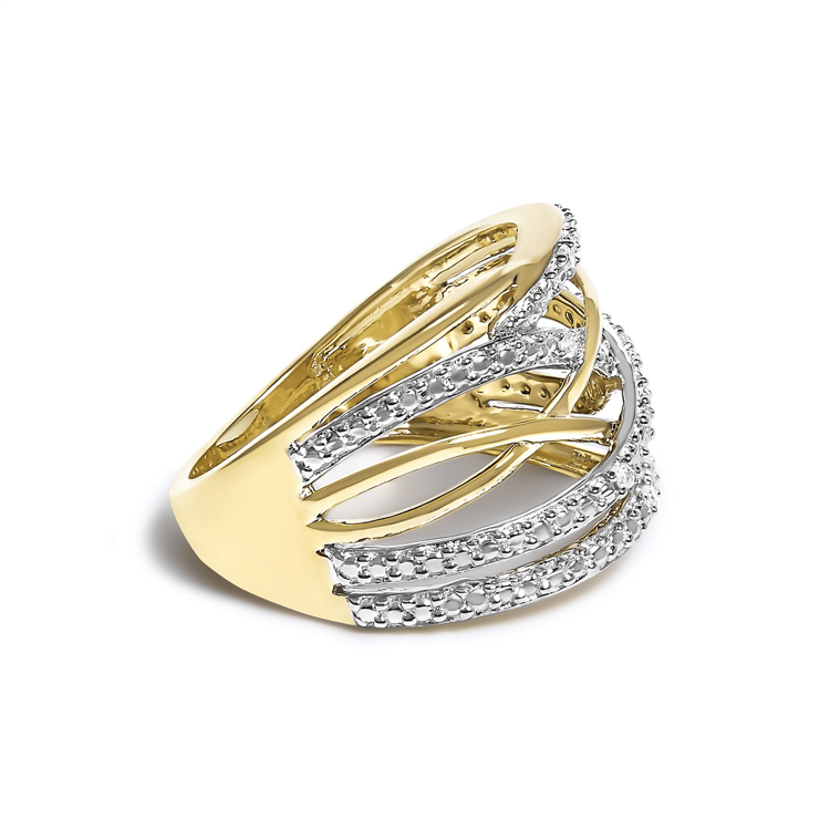 Haus of Brilliance 14kt. Gold Plated Diamond Crossover Ring