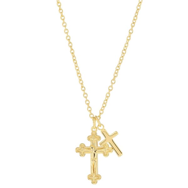 Athra 14kt. Gold Over Brass Crucifix & Cross Charm Necklace - image 
