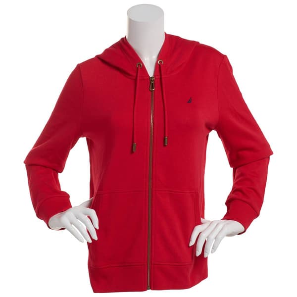 Womens Nautica Solid Full Zip Up Hoodie - image 