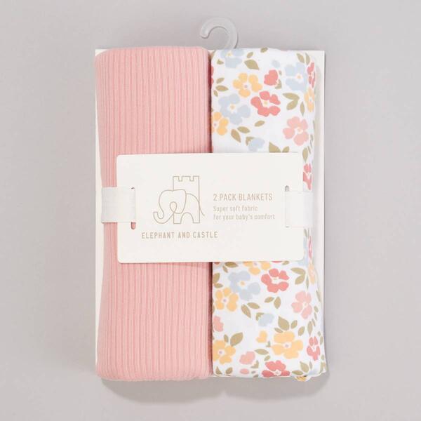Elephant and Castle 2pk. Floral Blanket Set - image 