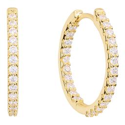 Athra 14kt. Gold over Brass 25mm CZ Huggie Hoop Earrings