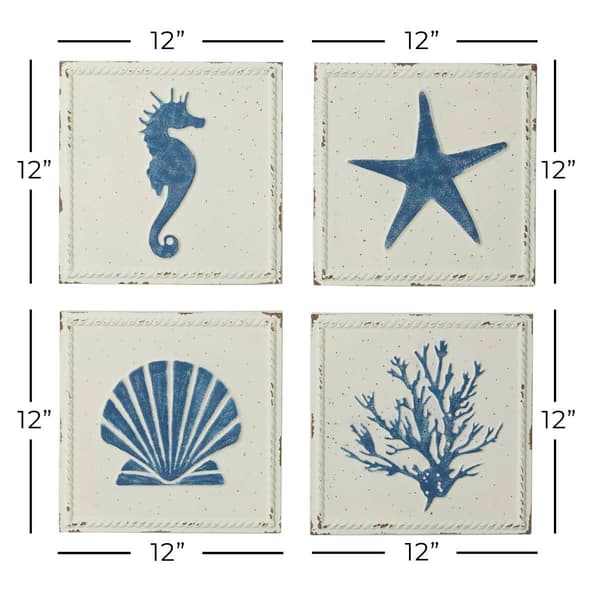 9th & Pike&#174; Square Antique Metal Coastal Wall Decor - Set of 4