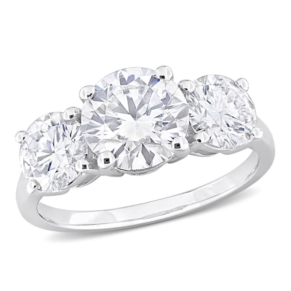 Sterling Silver 3 1/4ctw. White Moissanite Engagement Ring - image 