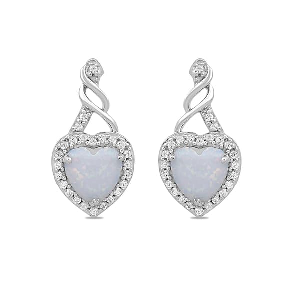 Gemstone Classics™ Created Sapphire & Heart Opal Earrings