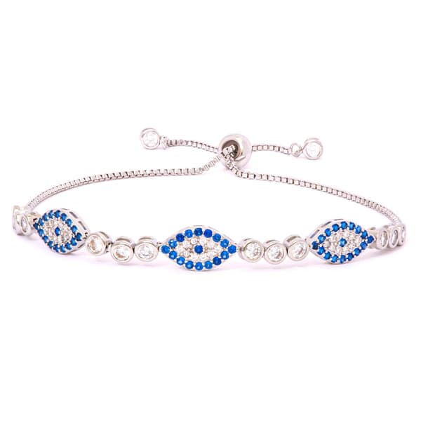 Cubic Zirconia Evil Eye Adjustable Bracelet - image 