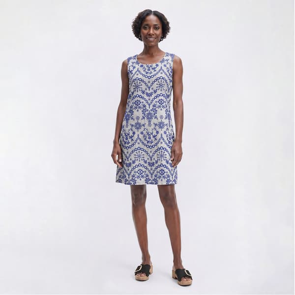 Womens Harper 241 Sleeveless Embroidered Eyelet Shift Dress - image 