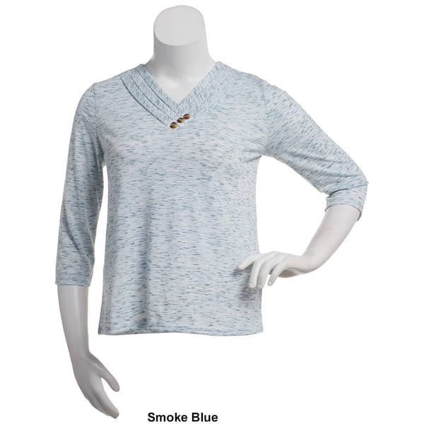 Petite Hasting & Smith 3/4 Sleeve Pleat Crossover V-Neck Tee