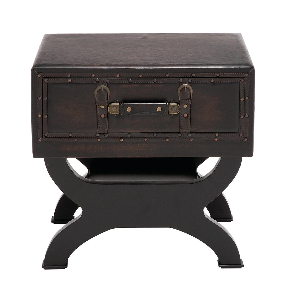 9th & Pike® Wood and Faux Leather Traditional Accent Table