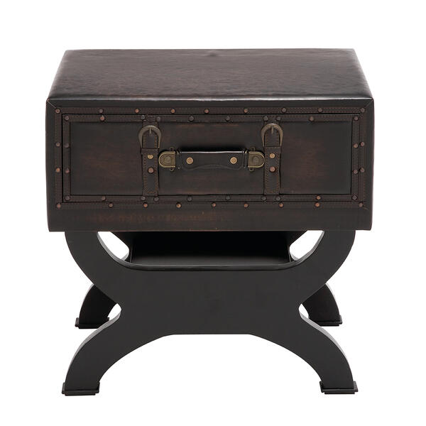 9th & Pike&#40;R&#41; Wood and Faux Leather Traditional Accent Table - image 