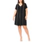 Plus Size MSK Short Sleeve V Neck Stripe A-Line Dress - image 3