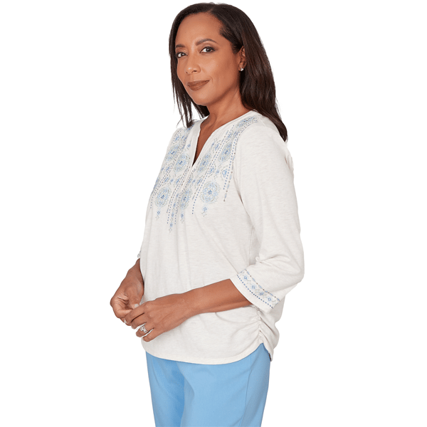 Womens Alfred Dunner St. Augustine Medallion Embroidery Blouse