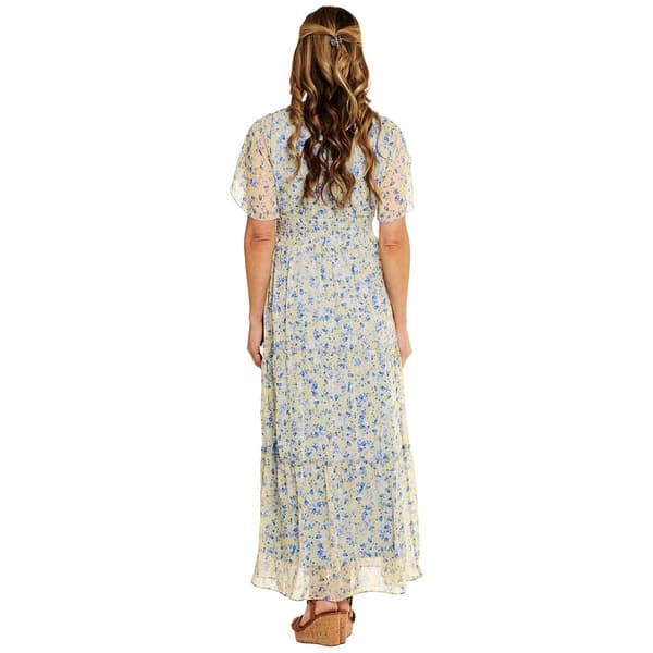 Womens Rabbit Rabbit Rabbit Flutter Sleeve Chiffon Maxi Dress