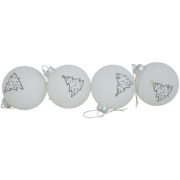 Northlight 4ct. Matte White Christmas Tree Glass Ornaments