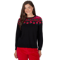 Petite Ruby Rd. Mysterious Romance Fair Isle Rose Sweater - image 1
