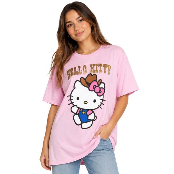 Juniors Hybrid Hello Kitty(R) Glitter Western Boyfriend Tee - image 