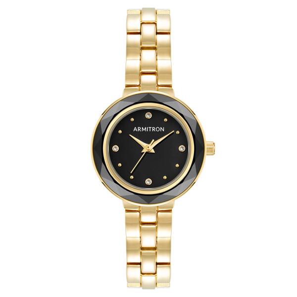 Womens Armitron Gold-Tone Black Dial Crystal Watch - 75-5927BKGP - image 