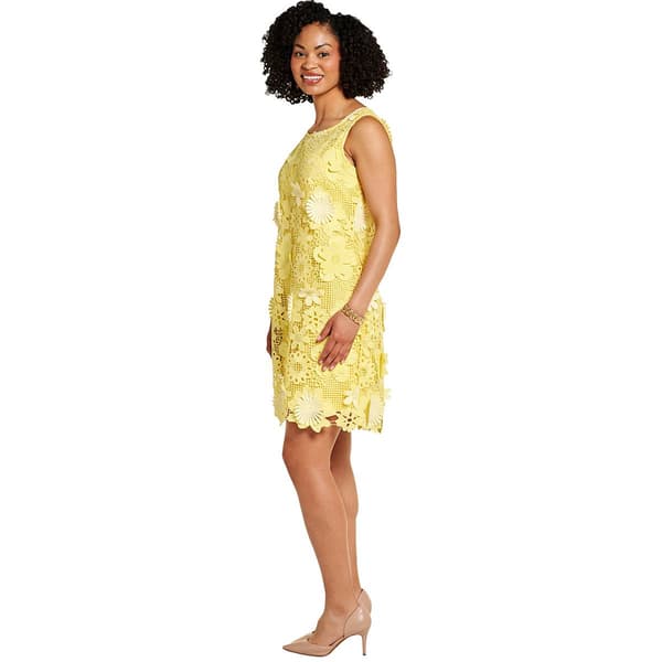Womens Nina Leonard Sleeveless Two Tone Lace Sheath Dress