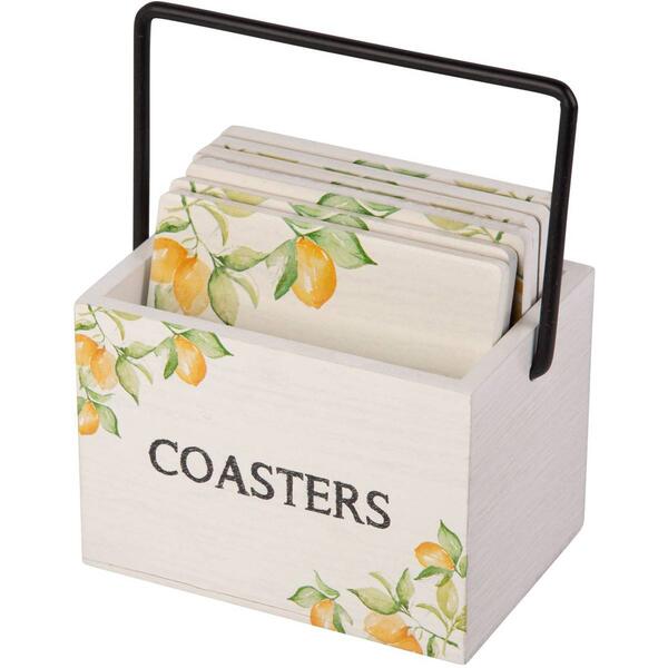 Home Essentials Lemon Coasters w/ Caddy - Set of 6 - image 