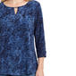 Womens NY Collection 3/4 Ruch Sleeve Abstract Floral Blouse - image 4