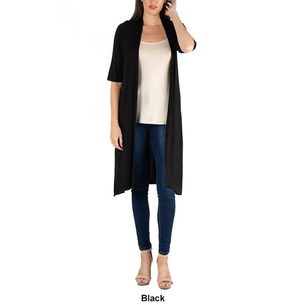 Womens 24/7 Comfort Apparel Half Sleeve Open Front Cardigan