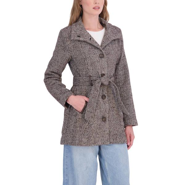Womens Sebby Chevron Wool w/ Belt Peacoat