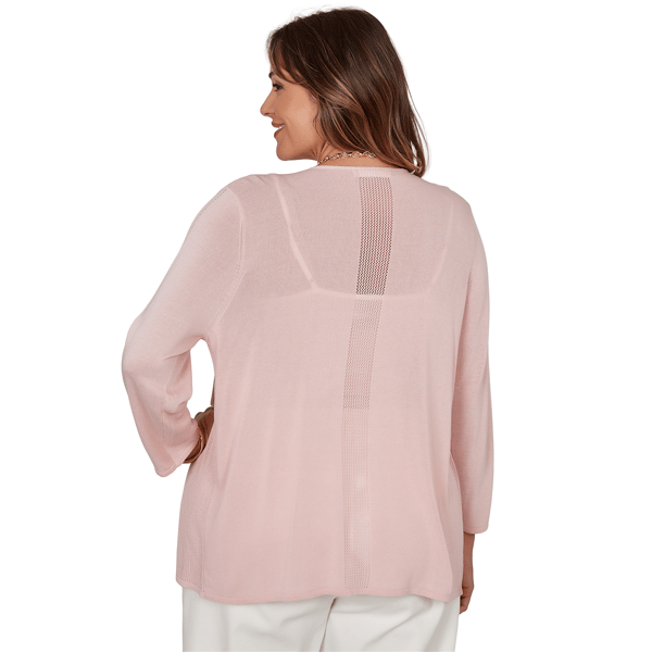 Plus Size Emaline Key Items 3/4 Sleeve Drape Front Cardigan