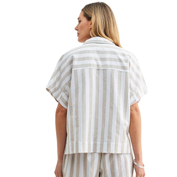 Womens CITY BLUES Short Wide Sleeve Stripe Blouse