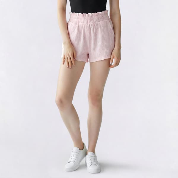 Juniors Derek Heart Jacquard High Rise Eyelet Shorts