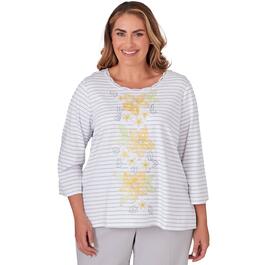 Plus Size Alfred Dunner Charleston Center Embroidery Stripe Top