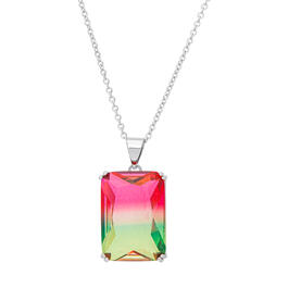 Silver Plated Watermelon Green Cubic Zirconia Pendant