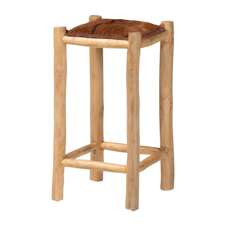 bali & pari Rivera Genuine Goat Leather Counter Stool