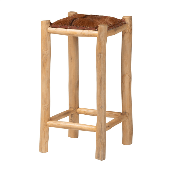 bali & pari Rivera Genuine Goat Leather Counter Stool