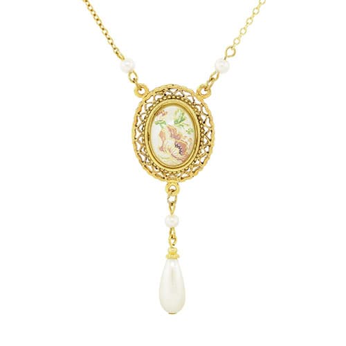 1928 Gold-Tone Pearl Teardrop Adjustable Y-Necklace
