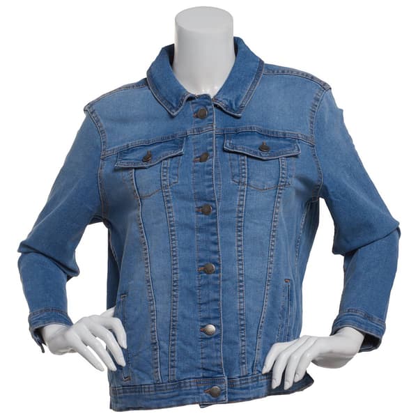 Womens Tahari Classic Denim Button Front Trucker Jacket - image 
