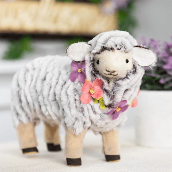 Northlight Sheep Wearing Flower Necklace Easter Decoration