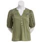 Womens New York Laundry Elbow Sleeve Solid V-Neck Blouse - image 1