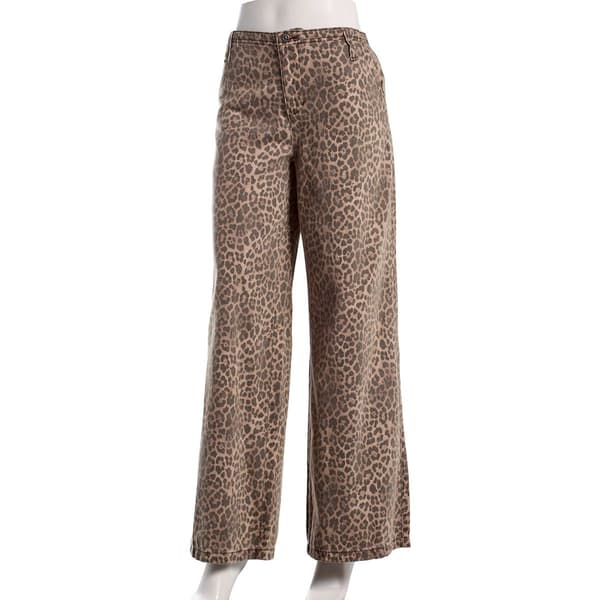 Juniors Celebrity Pink Low Rise Wide Leg Leopard Trousers