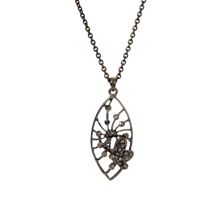 1928 Jewelry 16in. Pave Crystal Butterfly Necklace