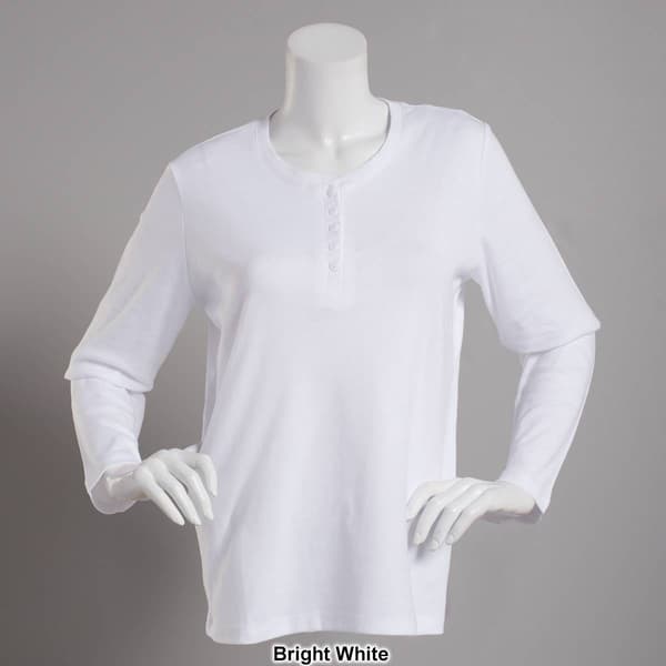 Womens Hasting &amp; Smith Long Sleeve Solid Henley Top