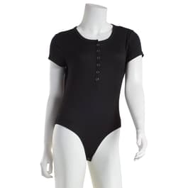 Juniors No Comment Yum Rib Cap Sleeve Snap Front Bodysuit