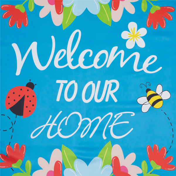 Northlight Welcome to Our Home Blue Floral Outdoor House Flag