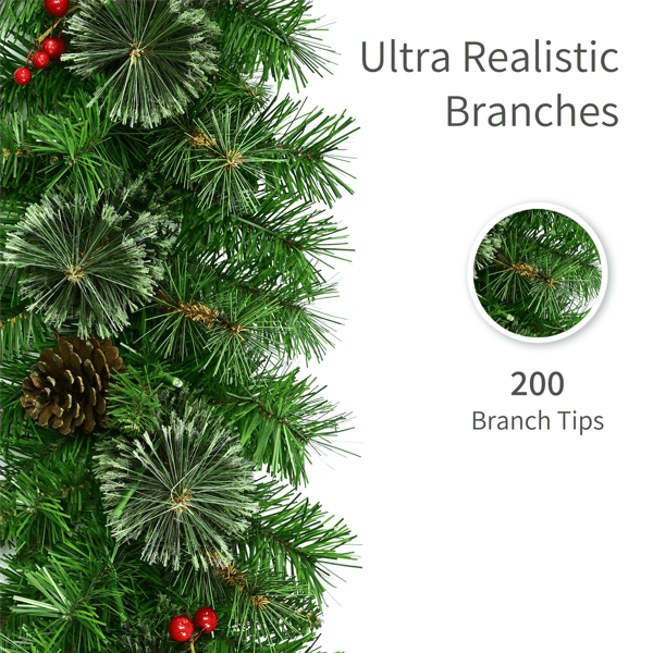 Puleo International 9ft. LED Warm White Artificial Pine Garland