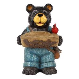 Hi-Line Gift Bear Holding Bird Bath Garden Statue