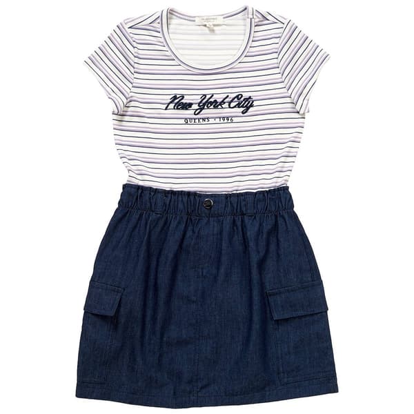 Girls &#40;7-16&#41; No Comment Striped Paperbag Waist NYC Dress - image 