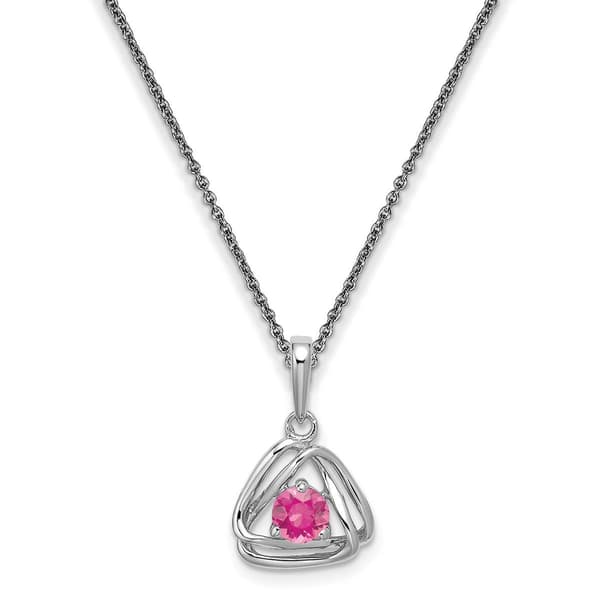 Gemstone Classics&#40;tm&#41; White Gold Pink Tourmaline Pendant Necklace - image 